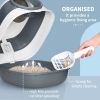 Dome Covered Cat Litter Box with Lid, White and Gray