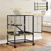 Rolling Small Animal Cage 34"H Chinchilla Cage for Ferrets, Squirrels w/ Removable Tray, Storage Shelf, Black