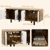 Hidden Cat Litter Box Enclosure with 2 Cabinets, Double Doors and Sand Drain Pad, Rustic Brown