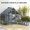 Large Catio Outdoor with Waterproof Cover, 2 Resting Boxes, 4 Platforms, Bridge, for 2-4 Kittens, Grey