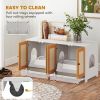Cat Litter Box Enclosure w/ 2 Cabinets, Scratching Mats, Pull-Out Trays, Hidden Litter Box for 2 Cats, White