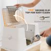 XL Stainless Steel Litter Box w/ 100° Flip Top, Scoop, Side Top Dual Entry, Odor Free, Easy Cleaning, Anti Leakage