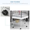 PawHut 77" Flight Bird Cage Hexagon Covered Canopy, Portable Bird Aviary With Storage, Gray and White