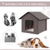Heated Cat Houses for Outdoor and Indoor, Portable Kitty Shelter, Waterproof and Insulated, Brown