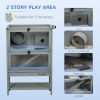 PawHut Hamster Cage Wooden 2-Tier Small Animal Hutch Exercise Playhouse Grey