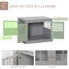 Wooden Dog Crate End Table, Dog Crate Furniture with Triple Doors, Puppy Crate for Small Dogs Indoor Use, Dark Gray
