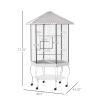PawHut 77" Flight Bird Cage Hexagon Covered Canopy, Portable Bird Aviary With Storage, Gray and White