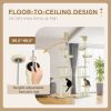 PawHut Adjustable Floor to Ceiling Cat Tree Beige with Bed Scratching Posts for Kittens