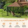 4.6' x 4.6' x 5' Outdoor Dog Kennel with Canopy, Rotating Bowls, Coffee