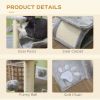 17" Small Cat Tree with Scratching Post, Cat Tower with Rotatable Top Pole, Platform, 2 Dangling Balls, Light Grey