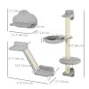 3PCs Cat Shelves with Hammock, Scratching Posts, Platforms, Grey