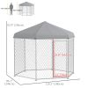 9.2' x 8' x 7.7' Outdoor Dog Kennel Dog Run with Waterproof, UV Resistant Cover for Medium Large Sized Dogs, Silver