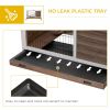 Wooden Indoor Rabbit Hutch Elevated Bunny Cage Habitat with Enclosed Run with Wheels, Ideal for Rabbits and Guinea Pigs, Brown