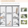 Large Outdoor Catio Enclosure, Weatherproof Cat House with Asphalt Roof, Wooden Cat Patio Cage with 6 Balanced Platforms, 71" x 39" x 71", Grey