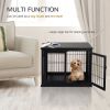26" Wooden Dog Cage with Double Door Entrance & Simple Modern Design, Black
