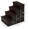 4 Levels Wooden Dog Steps Pet Stairs for High Bed, Cat Ladder for Bed Couch with Non-Slip Carpet, Dark Coffee
