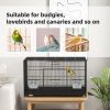Birdcage for Canaries, Lovebirds Finches, Budgie Cage with Removable Tray, Bottom Mesh Panel, Wooden Perches, Swing, Ramp, Food Containers