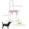 Foldable Pet Grooming Table for Dogs Cats with Adjustable Arm, Non-slip Surface, Pink