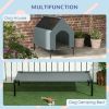 Dog House Outdoor Elevated Dog Bed with Removable Cover, Mesh Windows, Storage Bag, for S and M-Sized Dogs, Grey