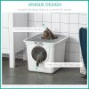 Enclosed Cat Litter Box, Easy Cleaning Kitty Litter Box with Front Entrance, Top Exit, Scoop, White