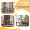 Wooden Dog Gate for Small & Medium Dogs 4 Panel w/ Support Feet Foldable Pet Fence for House Doorway Light Grey