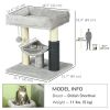19" Cat Tree with Sisal Scratching Post, Cat Tower Condo with Bed, Self Groomer, Perch, Dangling Ball, Grey