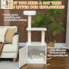 Cat Tree with Litter Box Enclosure, Sisal Covered Scratching Posts, Large Platform, Bed for Indoor Cats, White