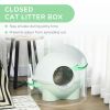 Enclosed Cat Litter Box, Large Kitty Litter Box with Lid, Scoop, Leaking Sand Pedal, Top Handle, Light Green