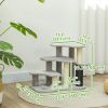 2 in 1 Cat Tree 3 Steps Pet Stairs with Scratching Posts, Tickling Post, Toy Balls, for Bed, Couch, Sofa, Light Grey