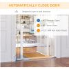 29.5"-40.6" Metal Pet Gate, Dog Gate with Auto Closing Door, Double Locking, for Doorways, Stairs, Hallways, White
