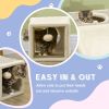 39" Long Cat Tunnel, Plush Catio Outdoor Cat Enclosure with Two Caves and Hanging Ball, Cream White