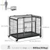 Folding Heavy Duty Dog Crate Heavy Duty Cage for Large Sized Dogs with Double Doors, Lockable Wheels Tray, 43" x 28" x 31"