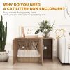 Cat Litter Box Enclosure with Scratching Board, Cat Washroom End Side Table, 31.5" x 19" x 20", Walnut Brown