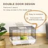 Rabbit Guinea Pig Cage, Bunny Cage Pet Pen with Sliding-Out Trays, Bottom Wood Board, Doors, 24" x 15" x 16"