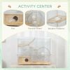 Hamster Cage with Deep Bottom, Wooden Ramp, Hut, Bathroom and Exercise Wheel for Hamster and Gerbil, White