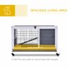 Wooden Indoor Rabbit Hutch Elevated Cage Habitat with Enclosed Run with Wheels, Ideal for Rabbits and Guinea Pigs, White