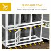 2 Tier Wooden Rabbit Hutch with Wheels, Waterproof Roof, Removable Tray for Outdoor & Indoor, Dark Grey
