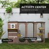 Wooden Cat Catio, 76"L Walk in Outdoor Cat House with Asphalt Roof, Platforms, Lockable Doors for 2-3 Cats, Brown