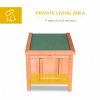 Wooden Rabbit Hutch Bunny Cage Outdoor Cat House Guinea Pig Cage Duck Shelter, Indoor Outdoor Use, 20"x16.5"x17", Orange
