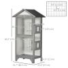 Wooden Bird Aviary Parrot Cage Pet Furniture with Removable Bottom Tray, 2 Doors, Asphalt Roof, 4 Perches, Light Grey