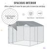 Dog Kennel Outdoor Run Fence with Roof, Steel Lock, Mesh Sidewalls for Backyard & Patio, 9.8' x 9.8' x 7.7'