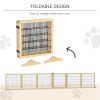 Wooden Pet Gate, Dog Safety Barrier, Freestanding Foldable Fence, w/ 6 Panels, 2 Support Feet, for House Doorway Stairs, Small & Medium Dogs