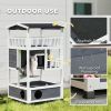 4-Floor Wood Outdoor Cat House Catio for Cats with Condo, Fun Entrances, Perch, Grey