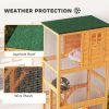 74" Wooden Outdoor Cat House Weatherproof & Wheeled with High Weight Capacity, Kitten Cage Condo, Orange