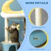 Moon Cat Tower for Indoor Cats with Teddy Fleece House Bed Scratching Post Hanging Toy Star Platform 41" Blue