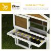 58" Wooden Rabbit Hutch with Run, Removable Tray, Asphalt Roof, Lockable Doors and Ramp, Nature Wood