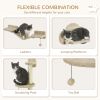 3 PCs Cat Wall Climber with Scratching Post, Ladder, Perches, Cloud-Shaped Cat Shelves, Beige