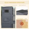 Outdoor Wooden Catio with 4 Tier Main House, Ramp, Platforms, Asphalt Roof, Ramps, Sliding Door, Window, Grey