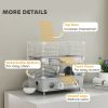 2-Tier Hamster Cage with Sand Bathroom, Running Wheel, Water Bottle, Tubes, Accessories, for Dwarf Hamster, Gray