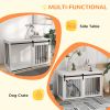 46.5" Dog Crate Furniture, Dog Crate End Side Table for Extra Large Dogs, White